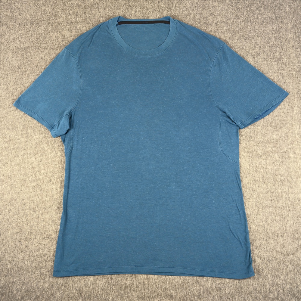 Lululemon Shirt Mens Large Blue Short Sleeve Raglan Performance Tee Athletic